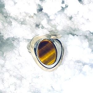 Sterling Silver Tiger Eye Loop Ring Sz 5